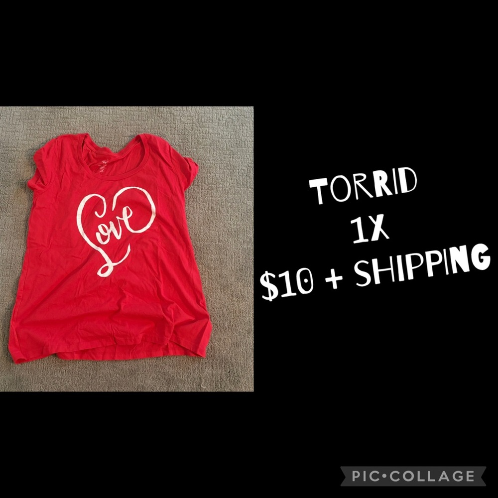Torrid Red Tee with White Love Script - Picture 2 of 2